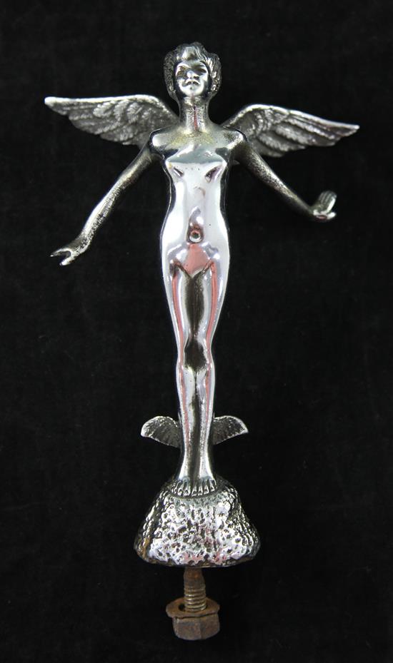 A 1930s chrome plated car mascot, 7in.